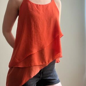 Y2K Orange Ruffle Layer Top